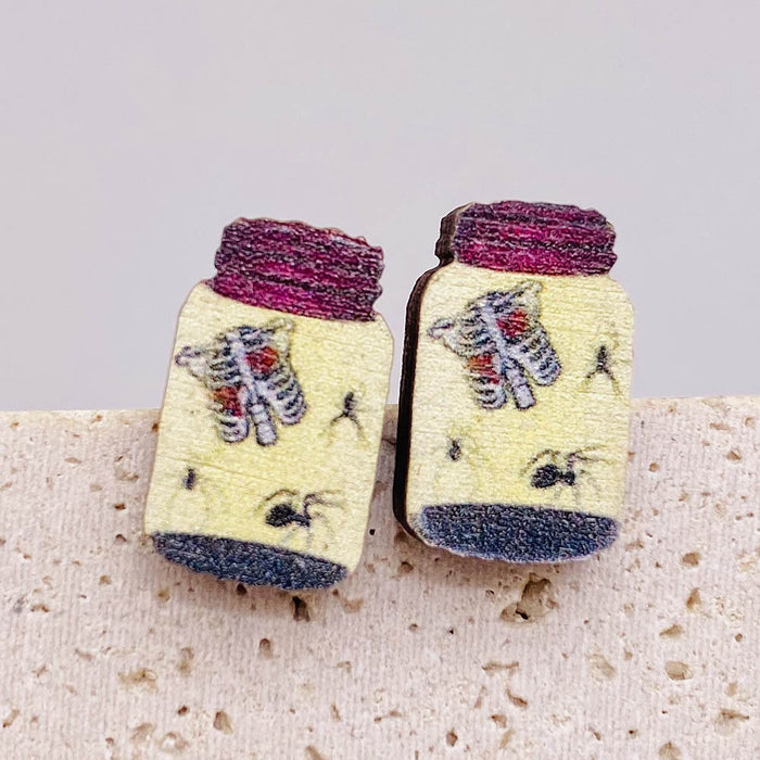 Wholesale  Earrings Horror Pumpkin Ghost Bat Wooden Earrings