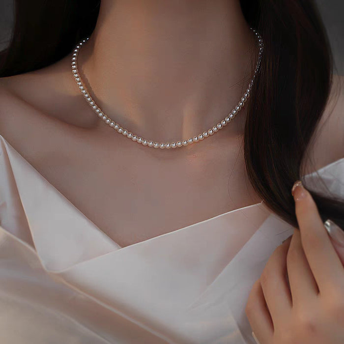 Wholesale 2mm Ultra-fine  Millet Pearl Necklace Women's Accessible  Clavicle Necklace