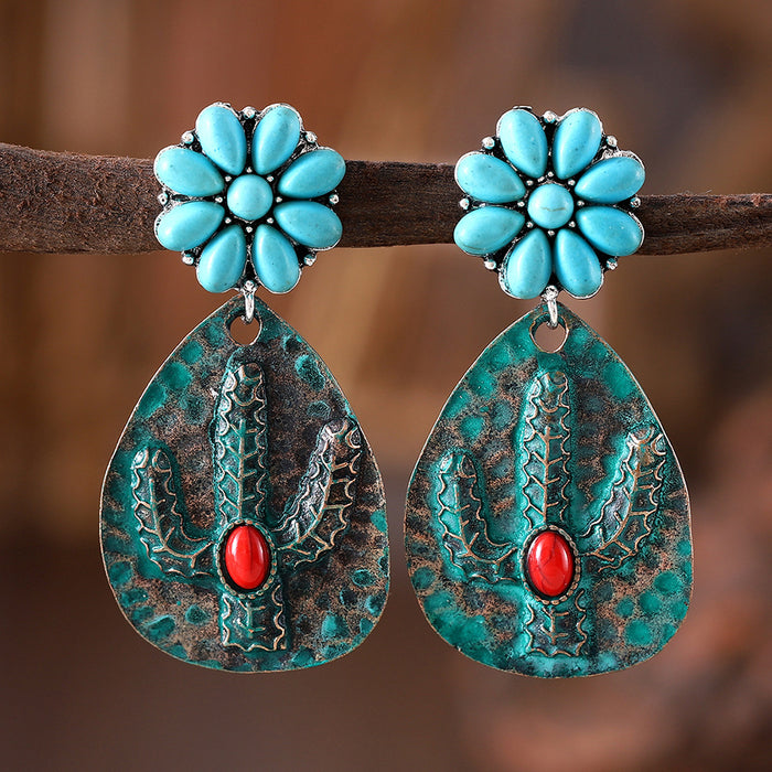 Wholesale Bohemian Natural Stone Flower Earrings JDC-ES-Jings004