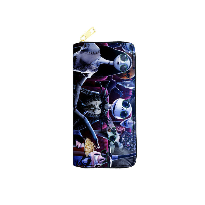 Wholesale 5pcs Cartoon Skull Print Long PU Wallet JDC-WT-JiRui013