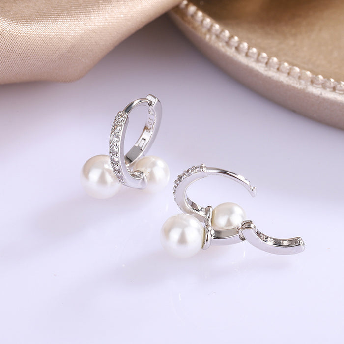 Wholesale  Simple Pearl Earrings Copper Gold-plated  Ear Ring Earrings for Women