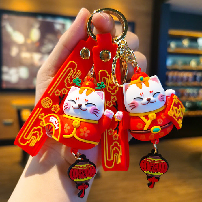 Wholesale Lucky Bag Lucky Cat Rubber Keychain JDC-KC-Tingm030