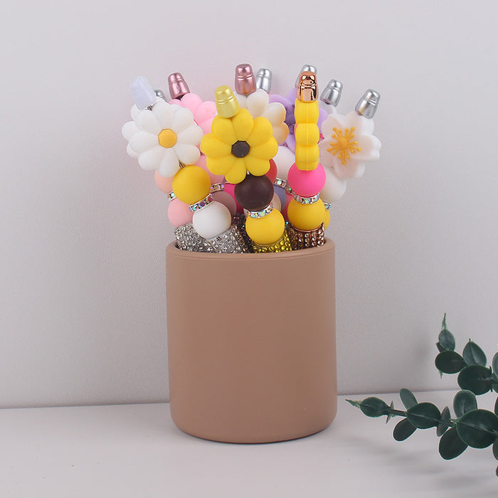 Wholesale Begonia  Silicone Beaded Pen Colorful Plastic Multifunctional Ballpoint Pen Gel Pen