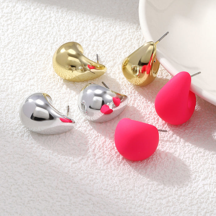 Wholesale Water droplet earring set macaron color niche high-end temperament ear accessory