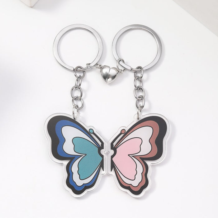 Wholesale Acrylic Tom and Jerry Squirrel Butterfly Keychain Love Heart Magnet Keychain JDC-KC-RongRui075
