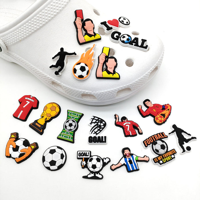 Wholesale 10PCS Cartoon Football Sports Series PVC Hole Shoes Shoe Buckle JDC-SC-WanX008