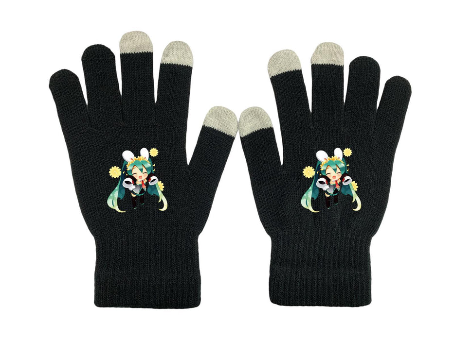 Wholesale Autumn and winter cold-resistant touchscreen full-finger windproof cycling knit gloves