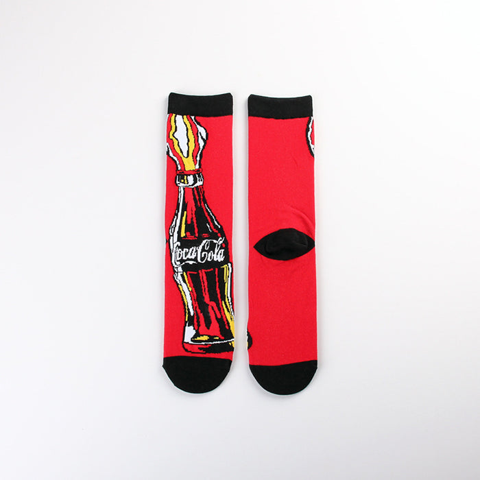 Wholesale Letter casual sports jacquard red youth mid tube socks trendy socks long socks