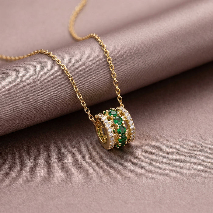 Wholesale Trendy Titanium Steel Gold Plated Choker Necklace with Zircon Fashion Jewelry Accessory MOQ≥2