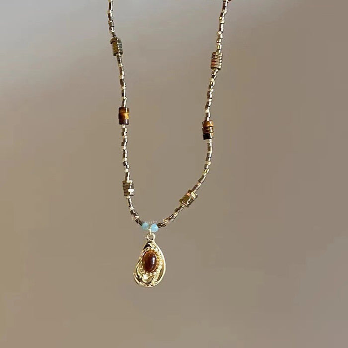 Wholesale Baroque pearl crescent silver necklace summer color zircon moon clavicle necklace