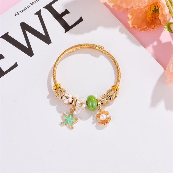 Wholesale Electroplated Stainless Steel Ocean Starfish Shell Bracelet Fashion Accessory Gift MOQ≥2 MOQ
