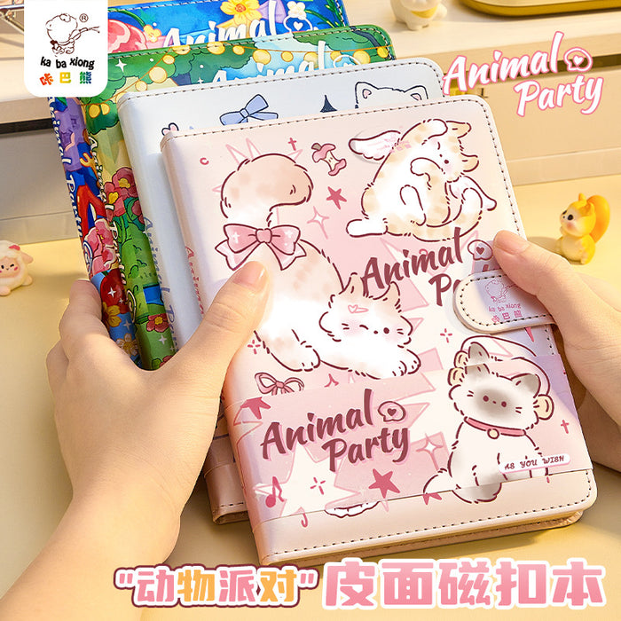 Wholesale Cute Cartoon Bear Imitation Leather Notebook with Magnetic Buckle 96 Full-Color Page