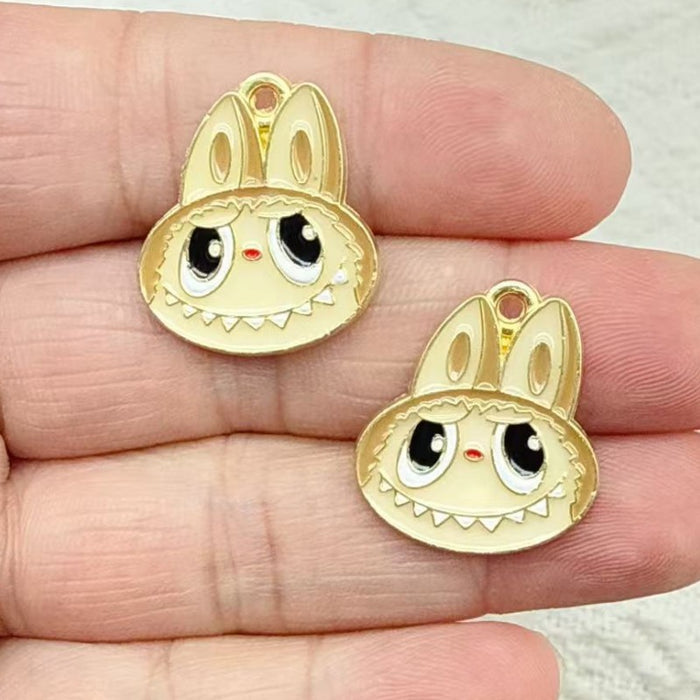 Wholesale 10pcs Cartoon DIY Oil Drip Alloy Necklace Keychain  Earrings Pendant