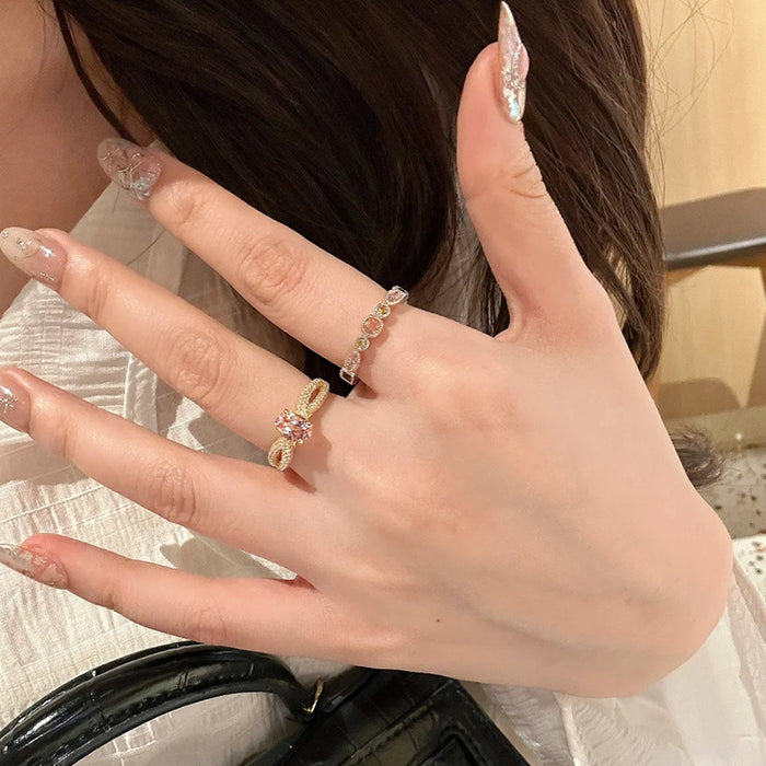 Wholesale Exquisite antique zircon ring with adjustable opening for versatile personality