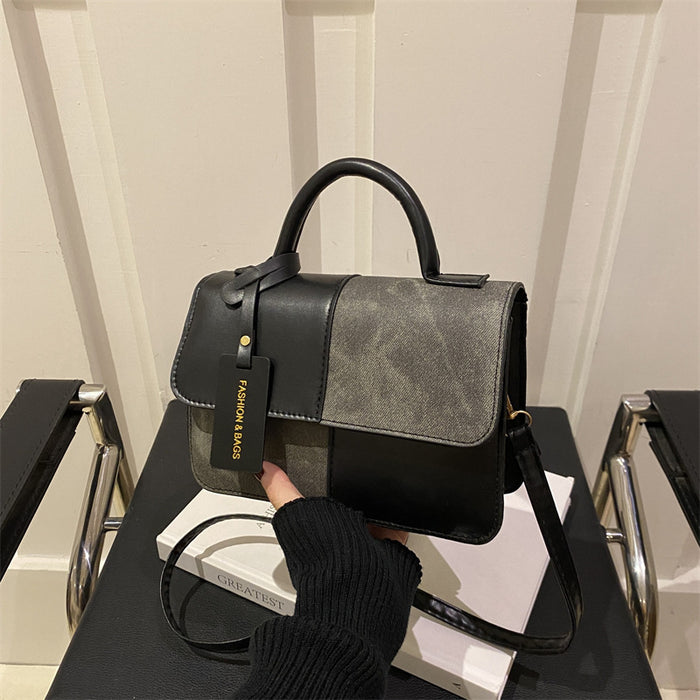 Wholesale Fashion splicing texture handbag, commuting shoulder crossbody bag, small square bag