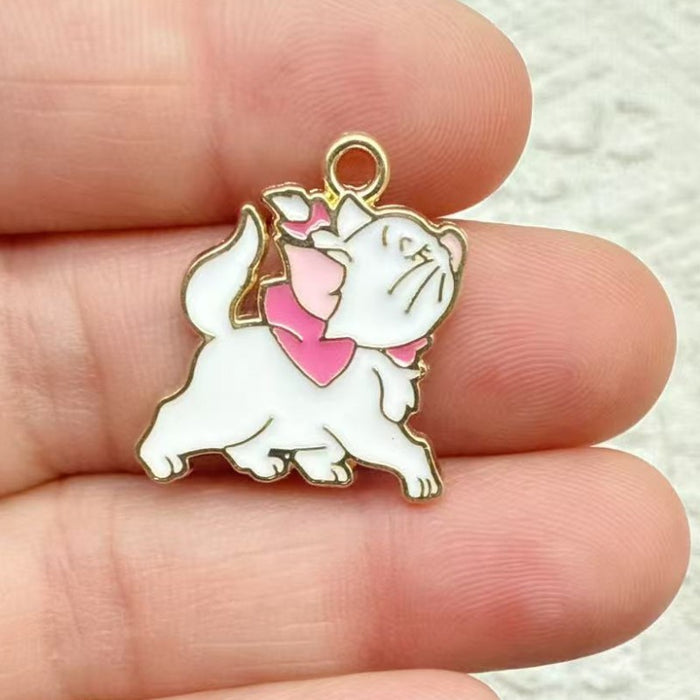 Wholesale 10pcs Cute Cat Alloy Keychain Mini Handmade Accessory Pendant