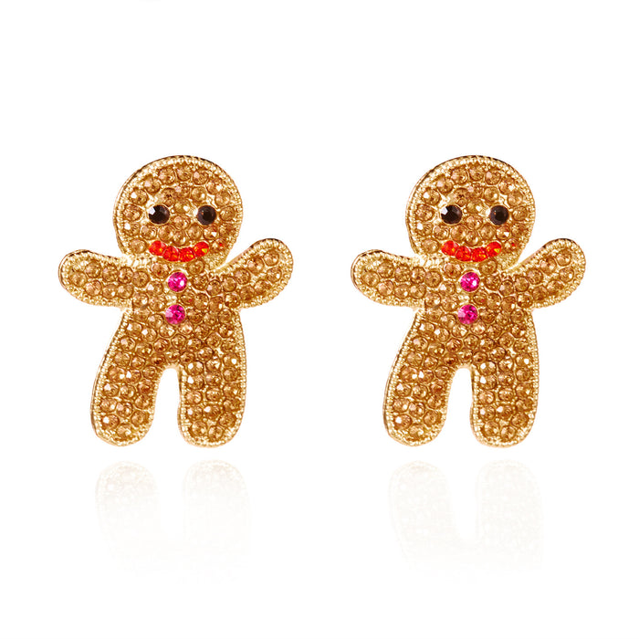 Wholesale Acrylic Christmas Gingerbread Man Earrings Snowflake Design Fashion Accessory Gift
