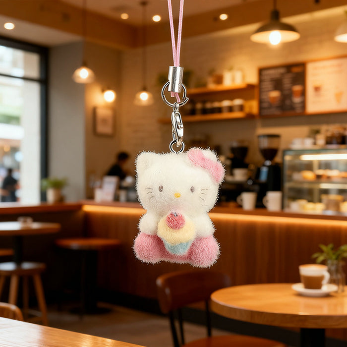 Wholesale 3D Flocked Kitten Charm  Cute Keychain