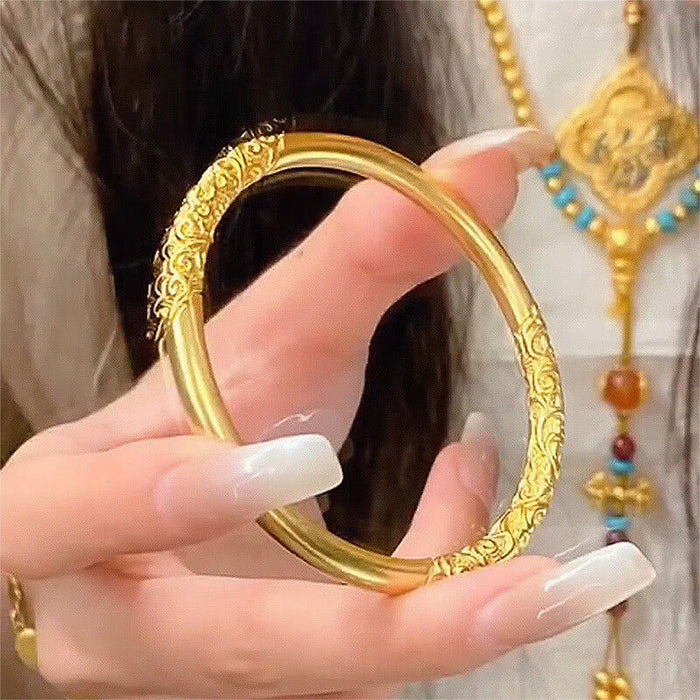 Wholesale Solid Bracelet with Purple Bauhinia Pattern and Curling Pattern