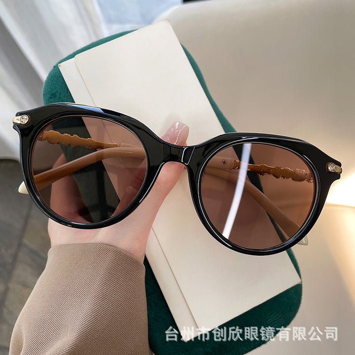 Wholesale Round frame diamond leg sunglasses, sun shading sunglasses