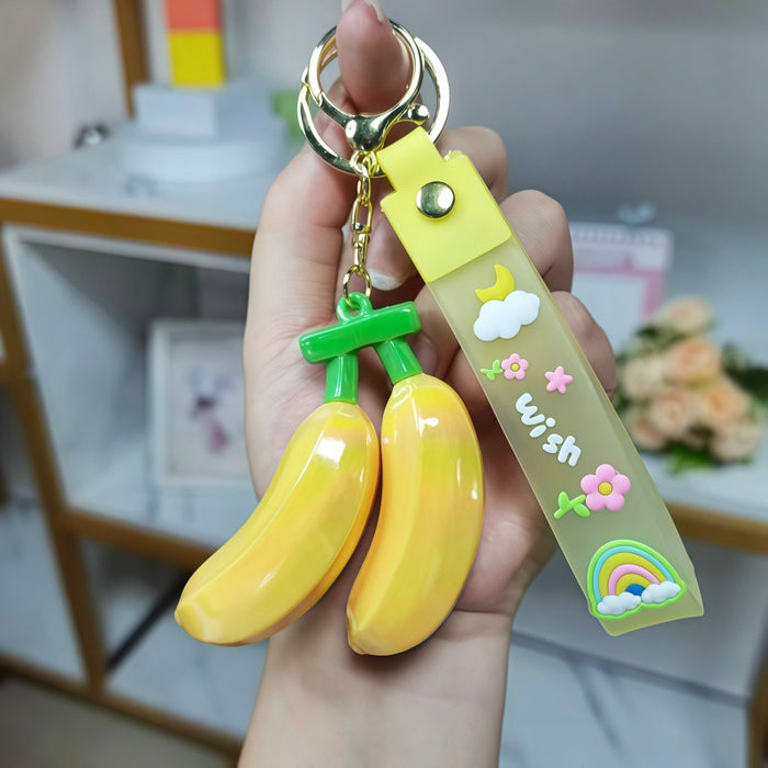 Wholesale Trendy Simulated Banana Metal Keychain DIY Bag Charm Accessory MOQ≥2