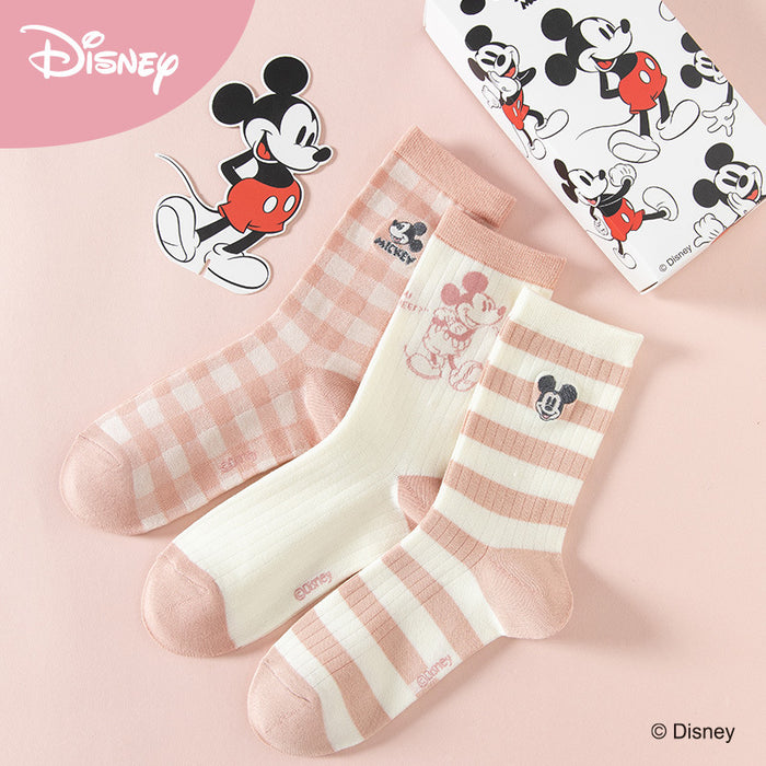 Wholesale Autumn and winter socks for children, 3 pairs of boxed striped mid tube socks, college style cotton socks