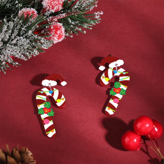 Wholesale Acrylic Christmas Tree Hat Stocking Elk Earrings