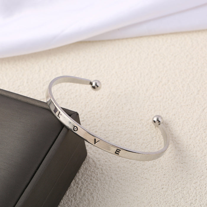 Wholesale C-shaped Minimalist Love Bracelet Women's Metal Versatile English Letter Personalized Bracelet Jewelry