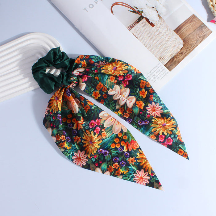 Wholesale Printed Ribbon Large Intestine Hair Ring Headwear Women's Hair Belt