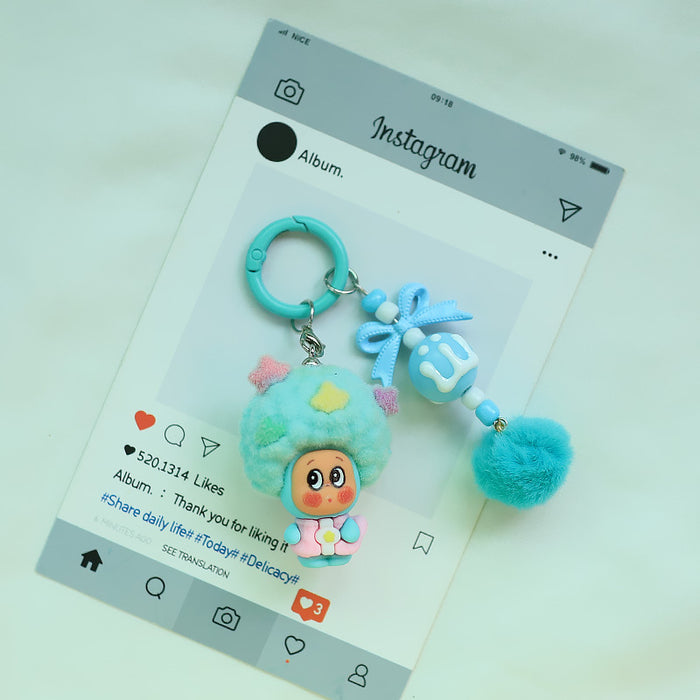 Wholesale Flocked Apple Star Cute Small Pendant Cute Silicone Doll Keychain