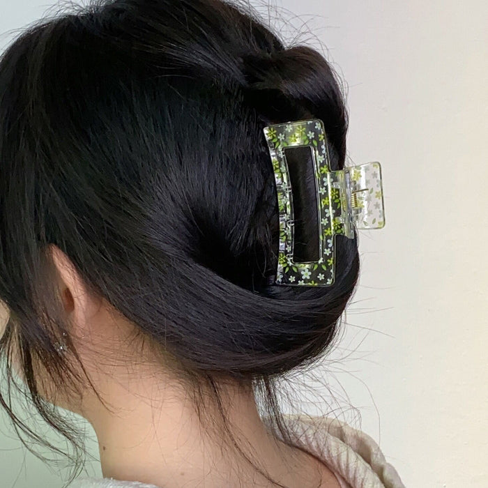 Wholesale Square Transparent Printing Plastic Hair Clip JDC-HC-Fengp007