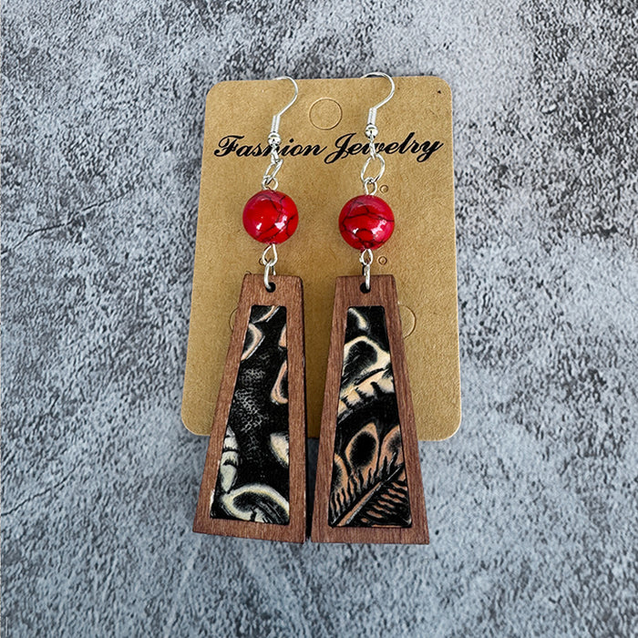 Wholesale Leather earrings vintage turquoise ing classic leopard print cowhide earrings