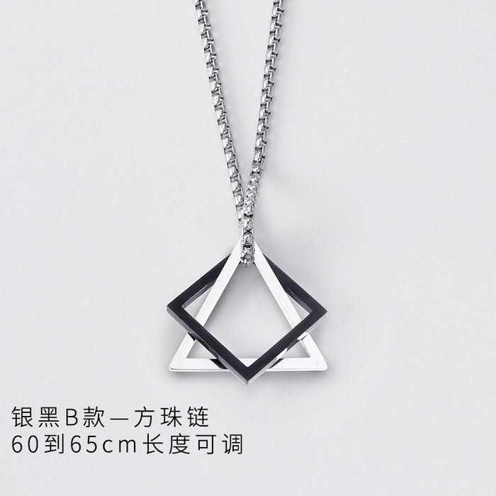 Wholesale Geometric triangle square combination titanium steel hip-hop necklace men's minimalist pendant accessory