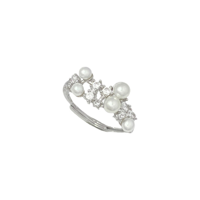 Wholesale Meteor Pearl Zircon Open Ring Temperament Index Finger Ring Niche Design Light Luxury Ring