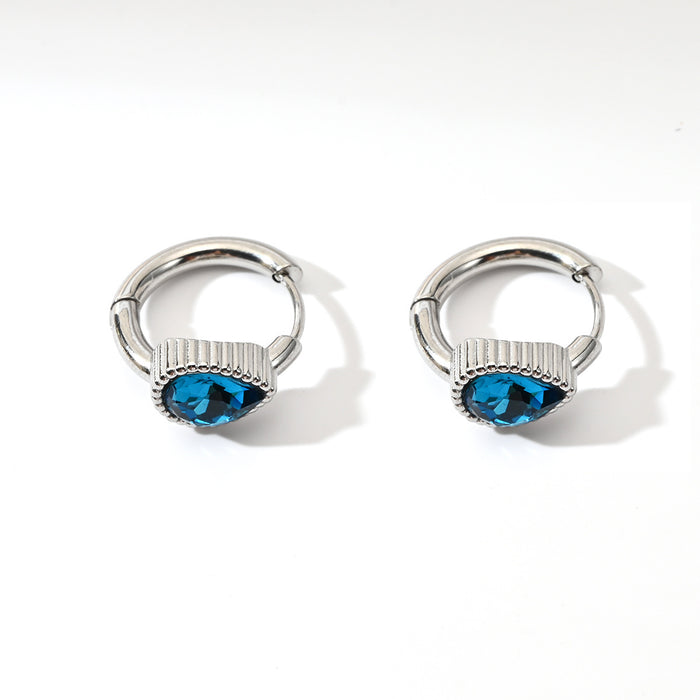 Wholesale Stainless steel heart-shaped earrings with niche temperament, fashionable personality, light luxury, heart studded diamond earrings wholesale