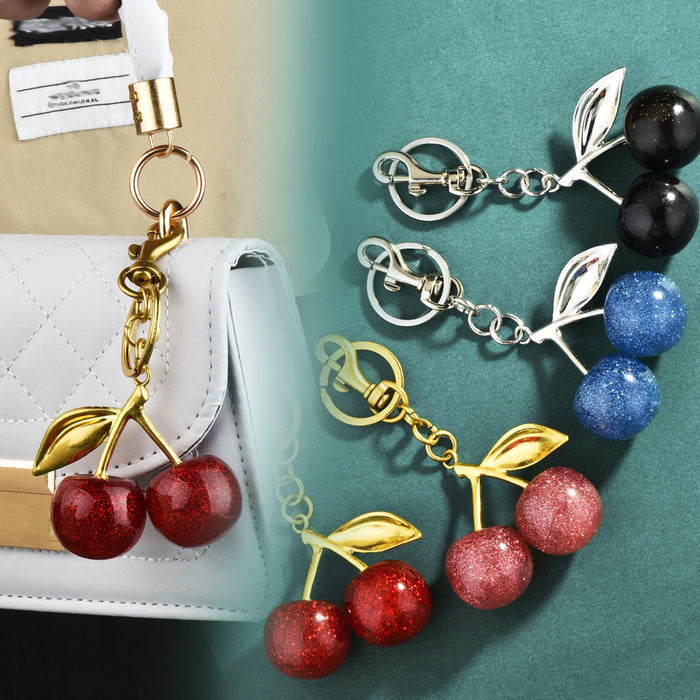Wholesale Electroplated Metal Cherry Keychain Bag Charm Trendy Decorative Accessory