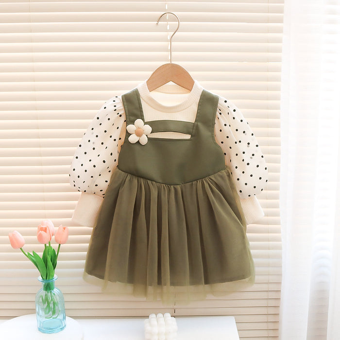 Wholesale Polka Dot Puff Tulle Children's Dress JDC-CTS-MianY015