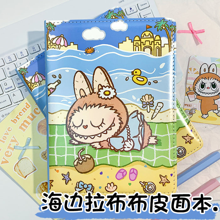 Wholesale 5pcs Seaside notebook full color page leather book cute cartoon hand account book student notepad diary