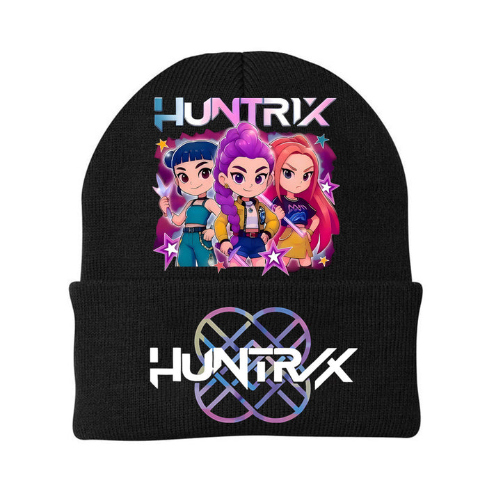 Wholesale Stylish knitted hat rolled brim and printed knit