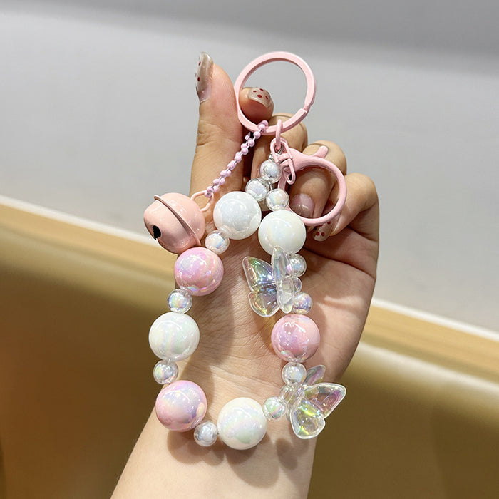 Wholesale Creative keychain, colorful bead phone chain, headphone bag, small pendant