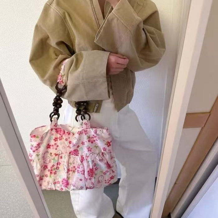 Wholesale Large Capacity Cloth Bag Vintage Tote Floral Canvas Bag Shoulder Bag