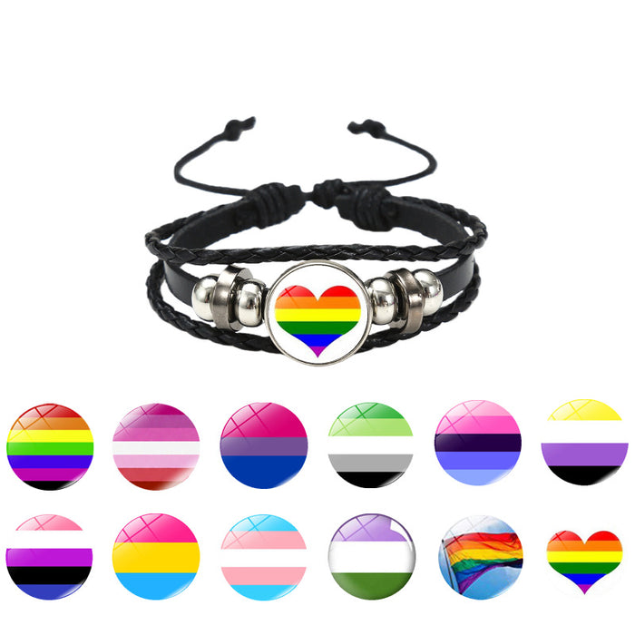 Wholesale Rainbow Flag &  Genderfluid Gemstone Hand-Woven Bracelet