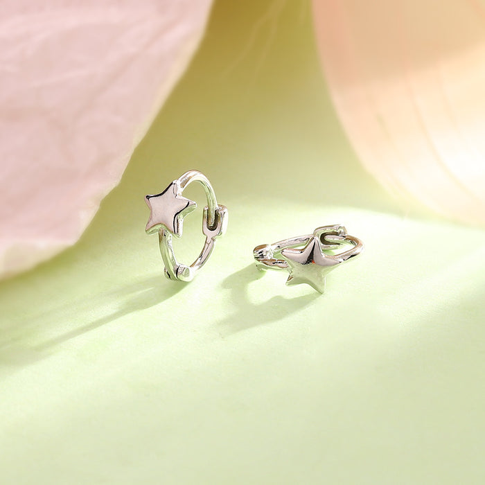 Wholesale Earrings with fashionable ear loops, niche smooth surface design, simple star shaped earrings