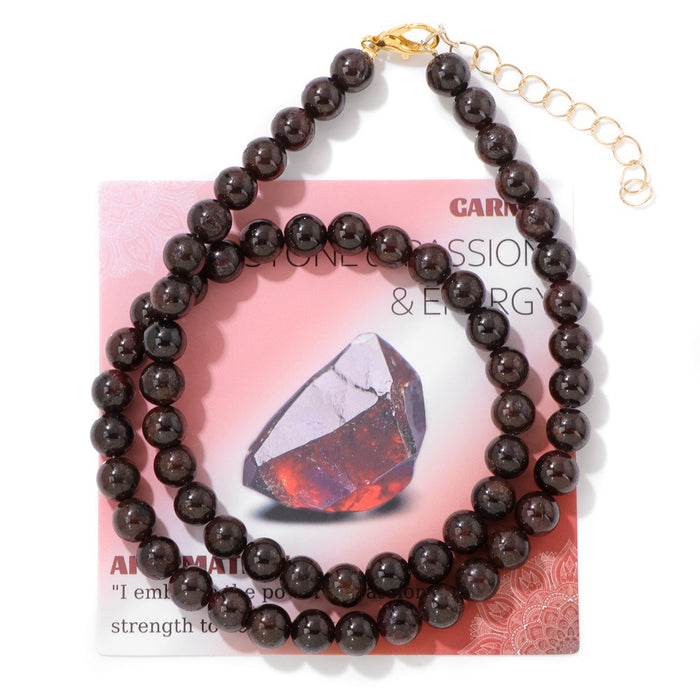 Wholesale 6mm stone bead necklace packaged with an adjustable clasp suitable as a collarbone necklace