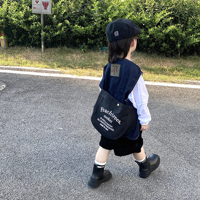 Wholesale Crossbody bag, large capacity outdoor snack bag, simple letter canvas shoulder bag