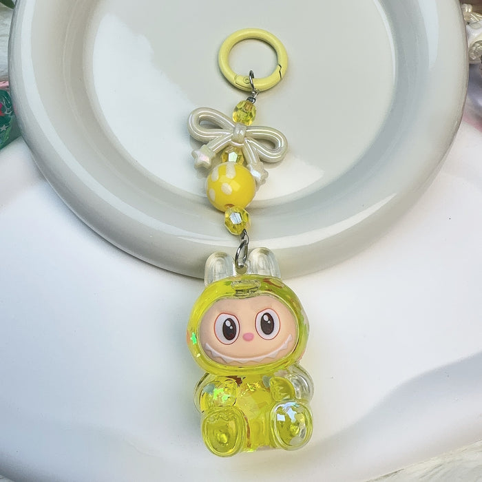 Wholesale Acrylic Cloth Quicksand Keychain Luminous Flash Cute Doll Bag Pendant Gift Keychain