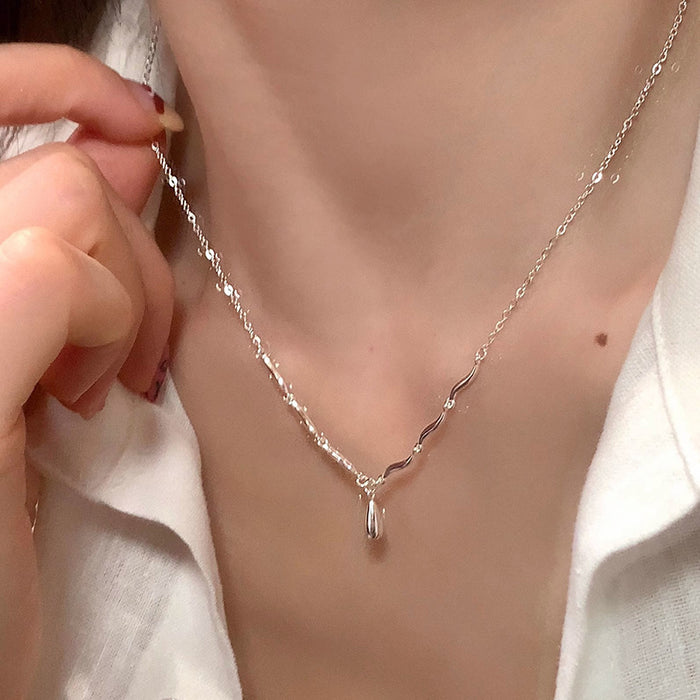 Wholesale Niche irregular geometric necklace, light luxury fashion water droplet pendant, collarbone chain
