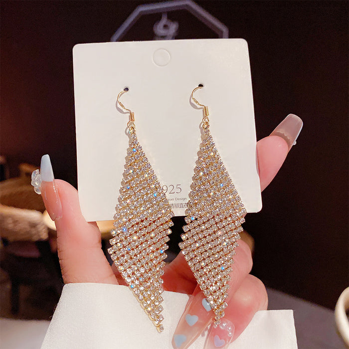 Wholesale Full Diamond Super Flash Geometric Luxury Earrings Exaggerated Personality Earrings Fashion Accessories Wholesale