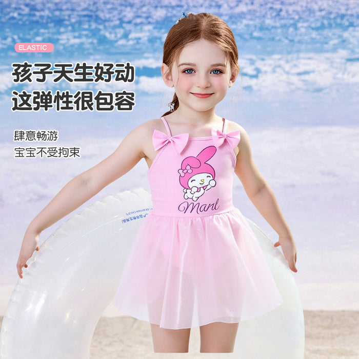 Wholesale Children's swimsuit, women's western-style one-piece, cute fluffy skirt, princess bow for children