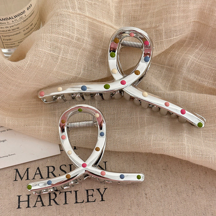 Wholesale Sweet Color Wave Dot silver Geometric Hair Clips